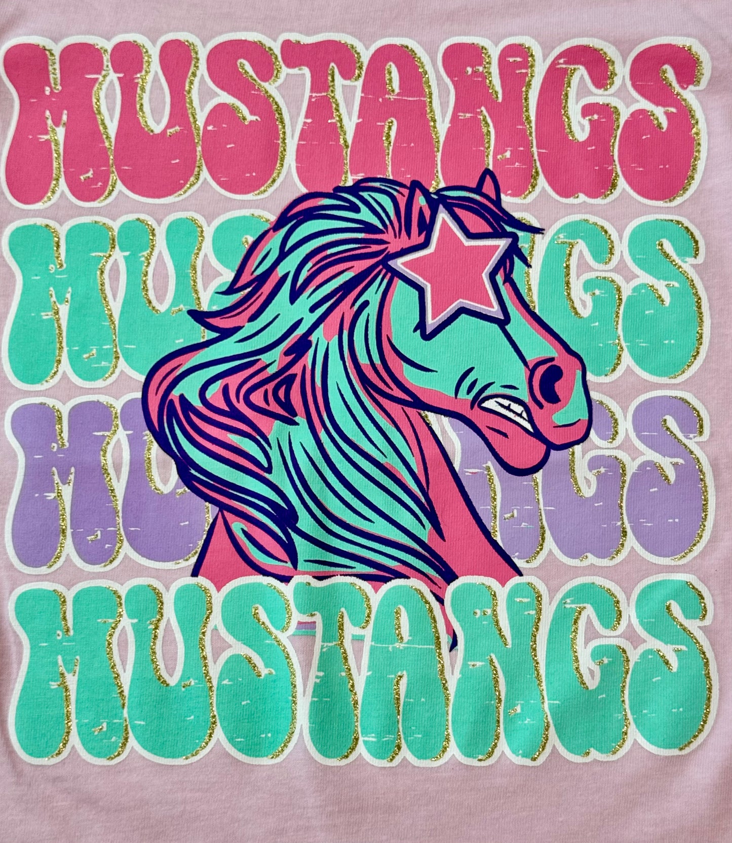 Pink Gold Glitter Mustangs Shirt