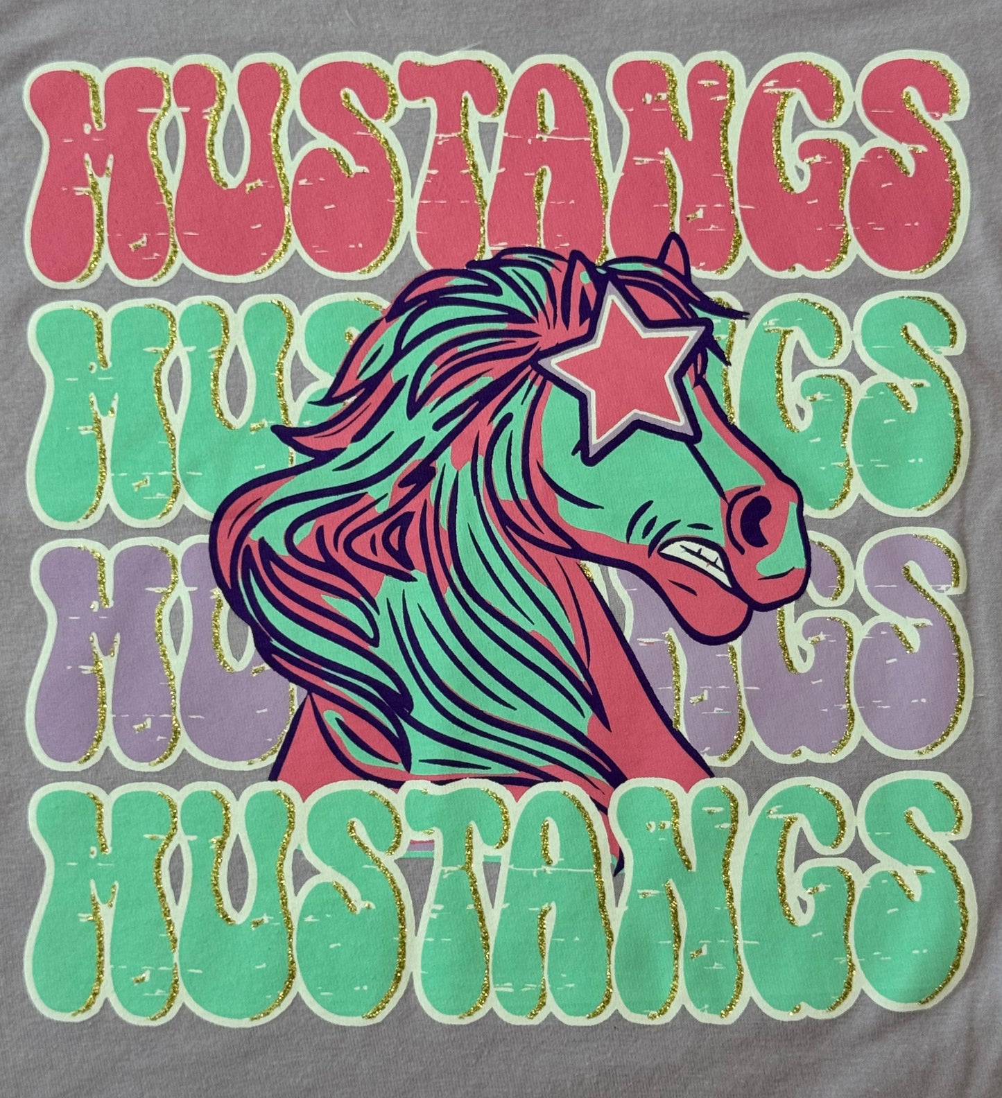 Lavender Gold Glitter Mustangs Shirt