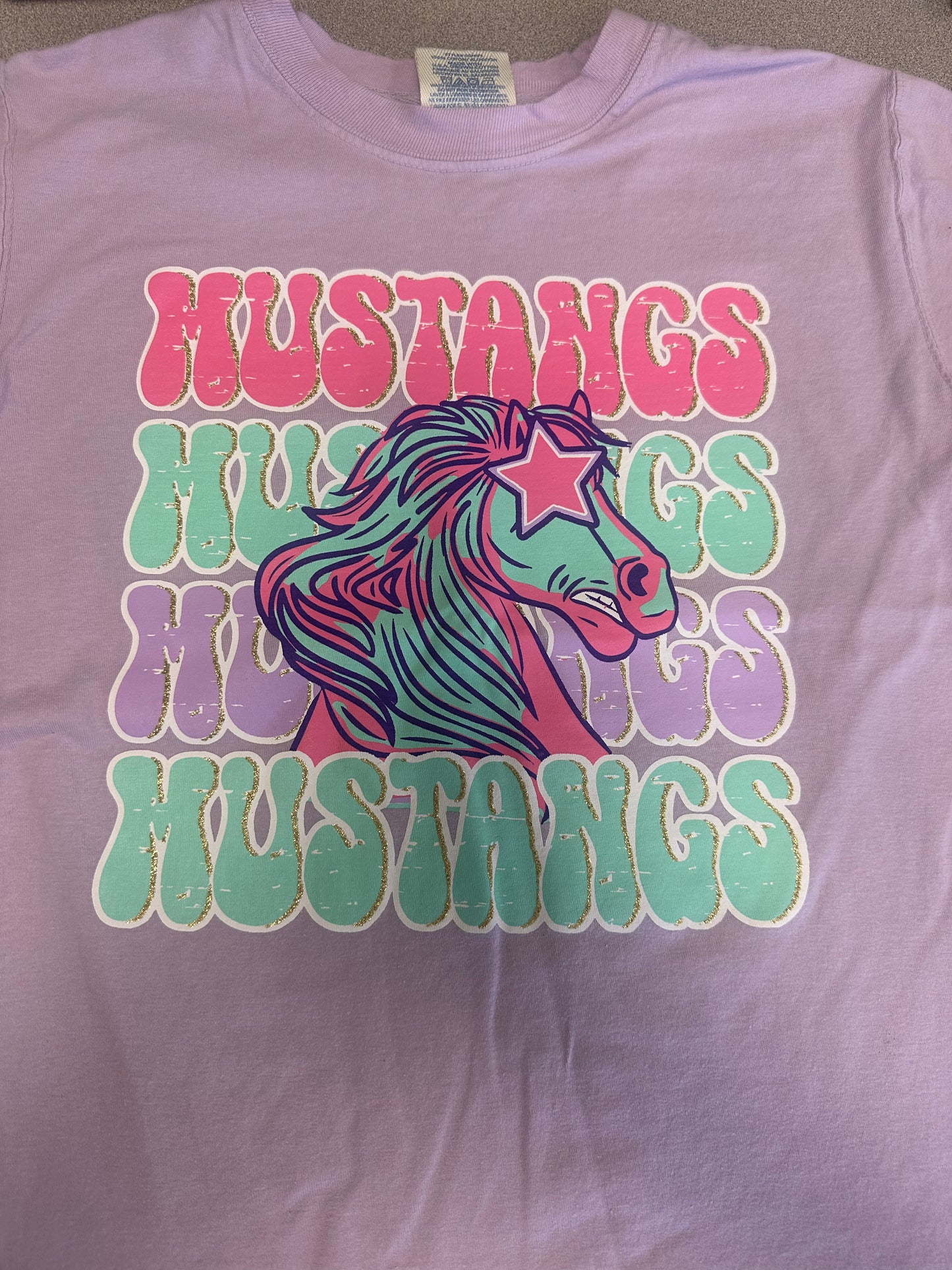 Lavender Gold Glitter Mustangs Shirt