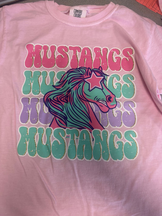 Pink Gold Glitter Mustangs Shirt