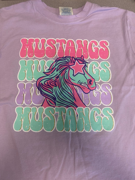 Lavender Gold Glitter Mustangs Shirt